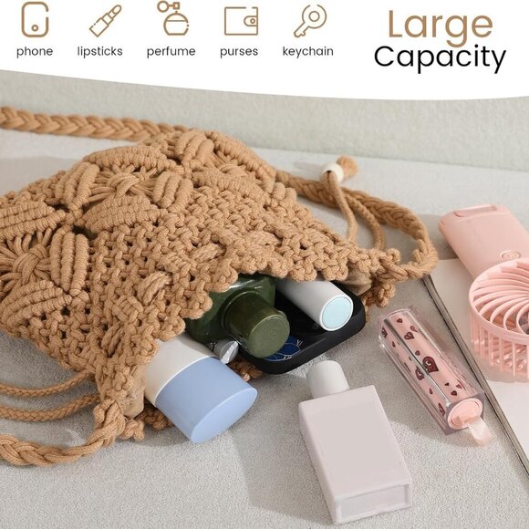 Summer Straw Crossbody Bag Crochet Woven Purse for Women Small Capacity - Picture 5 of 9